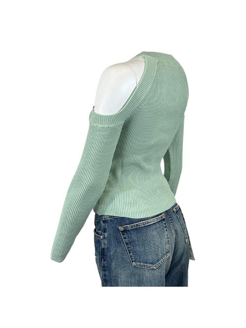 WOMEN'S VICOLO TEAL SWEATER WITH CUT-OUT DETAIL ON THE SHOULDERS VICOLO | 77050BVERDE ACQUA